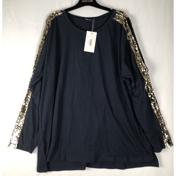 YOINS Tops - Yoins Yours Inspiration open shoulder with gold sequin striped Longsleeves